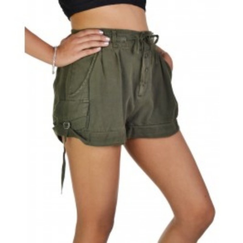 Free People Melvin Soft Roll Cargo Shorts Green